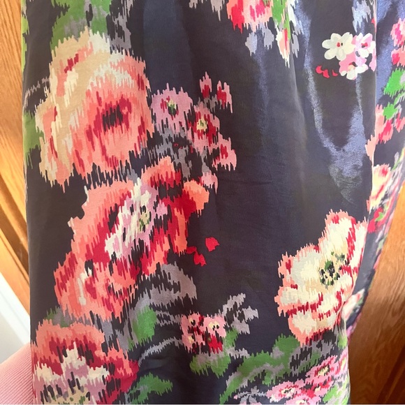 BHLDN Anthropologie Floral Midi Dress - Navy and Pink - Picture 4 of 5
